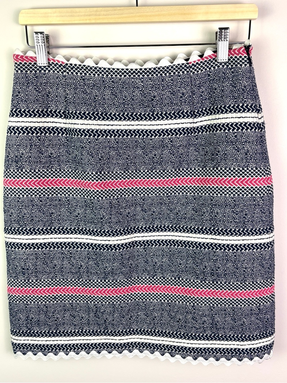 Vintage Sarah Campbell Striped Pencil Skirt in Navy, White & Pink size 4